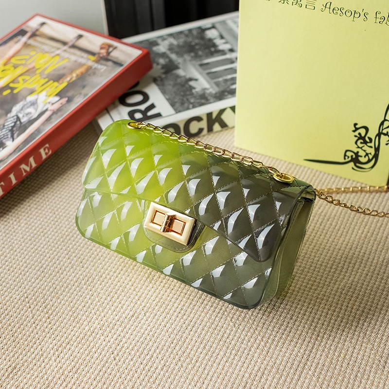 Túi Đeo Chéo Jelly Màu Gradient Trong Suốt 9 Ngăn Thời Trang Cá Tính Cho Nữ