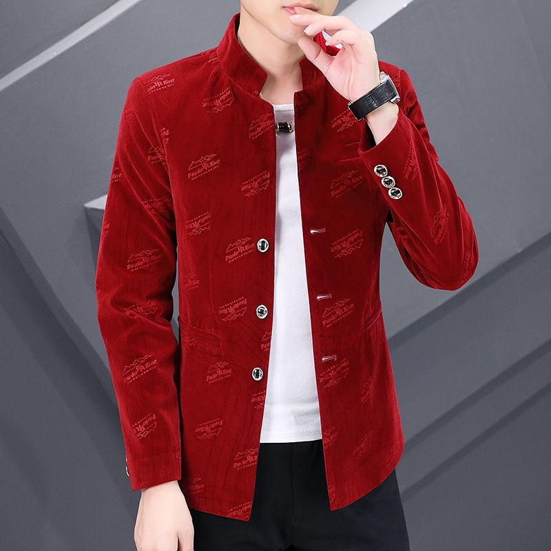 Áo Khoác Vest Cổ Đứng Lót Nhung Dày Dặn Thời Trang Cho Nam Giới Trung Niên