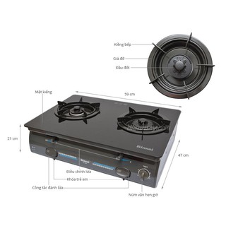 Bếp gas Rinnai RV-4600GLT(N) - Đánh lửa IC - HÀNG CHÍNH HÃNG
