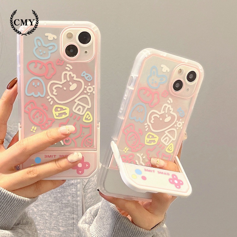 Ốp Điện Thoại Tpu Dẻo In Hình Vẽ Chó graffiti Có Giá Đỡ Cho iphone 11 12 13 pro max mini XR XS 7 8 plus