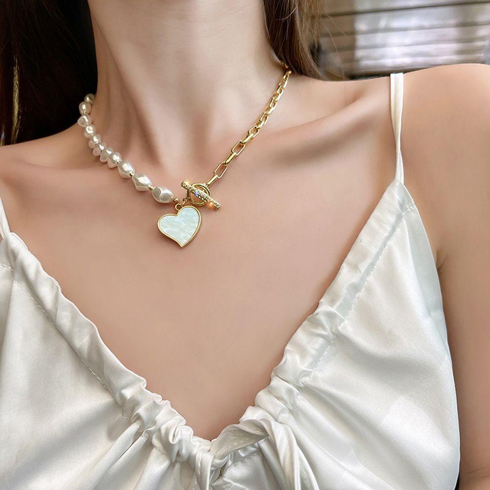 AROMA Vòng cổ Mặt Hình Trái Tim Phong Cách Hàn Quốc Cổ Điển Cho Nữ