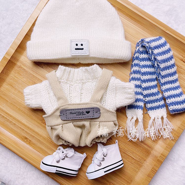 20cm centimeter baby clothes spot sky blue scarf curry straps cute sweater star cotton doll clothes 