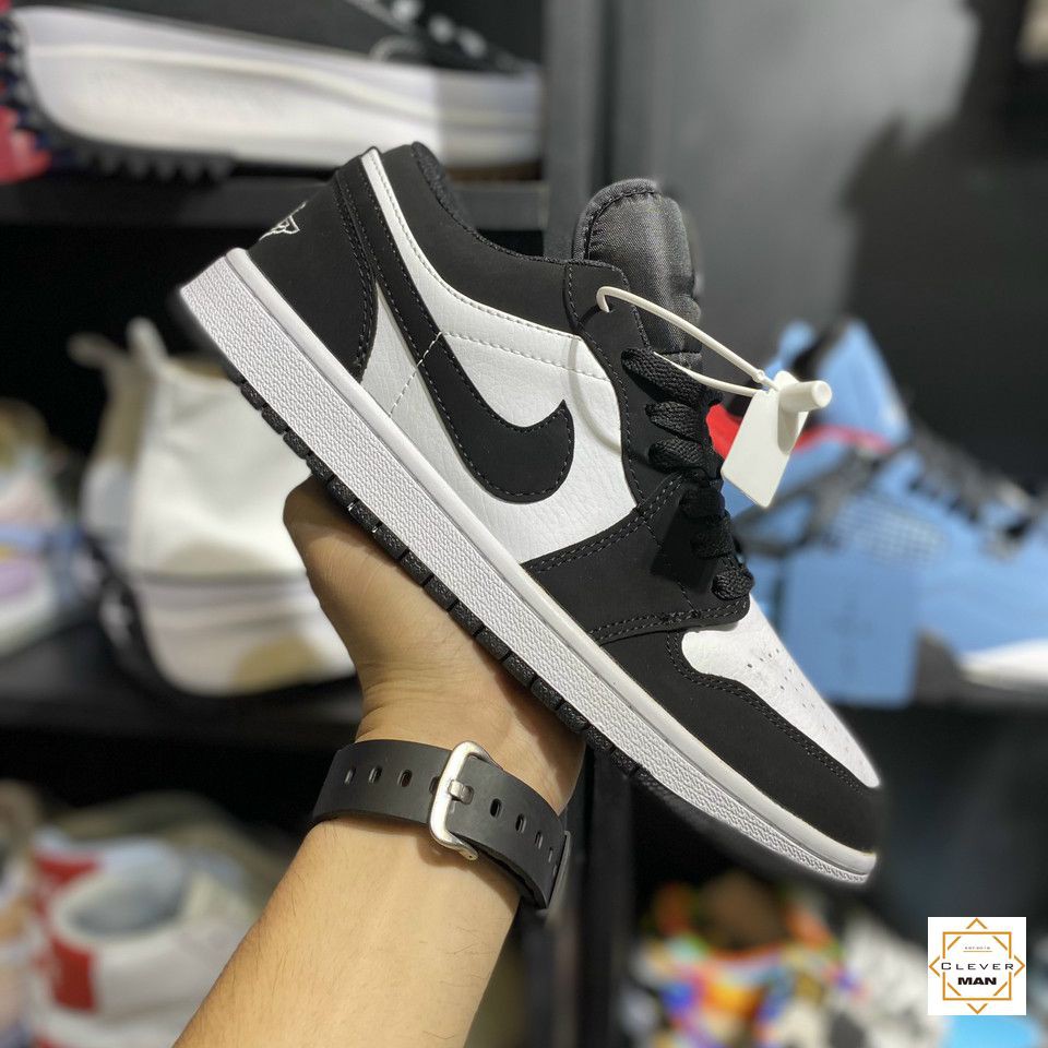 (FREESHIP+FULLBOX) Giày Thể Thao AIR JORDAN 1 Low Black White Đen Trắng Da Lộn Cổ Thấp  Clever Man Store