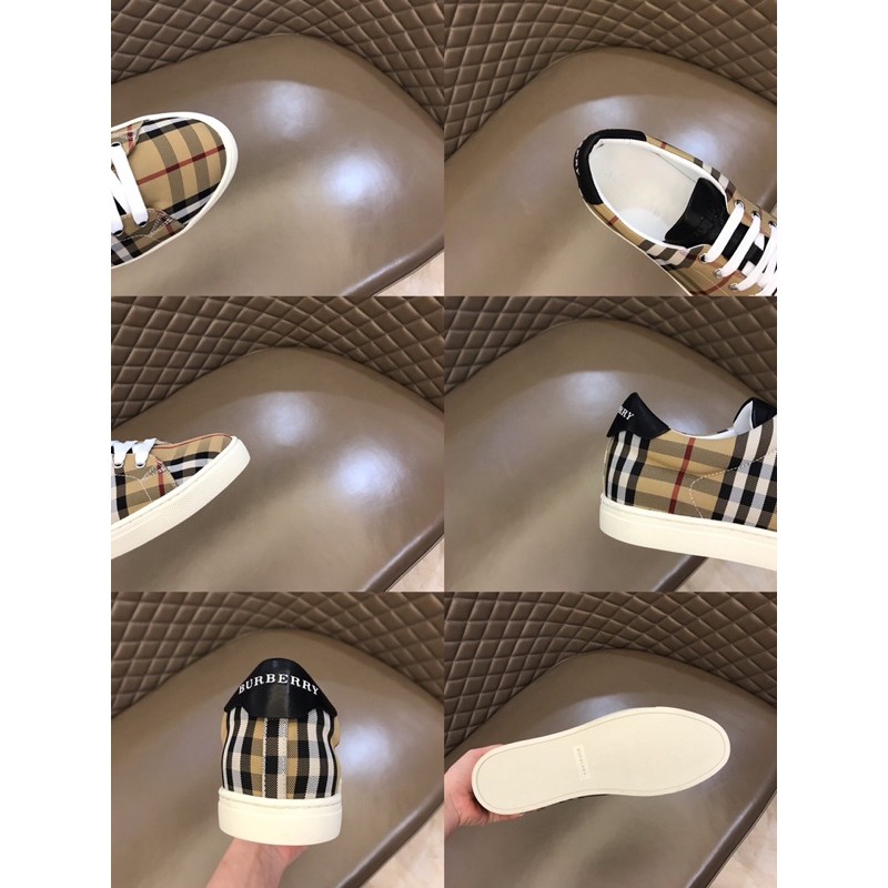 Giày thể thao/sneaker nam thương hiệu Burberry da thật cao cấp thiết kế kẻ caro cổ điển phong cách