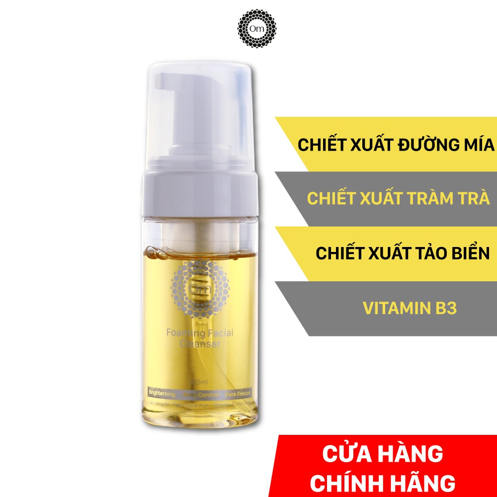 Sữa rửa mặt tạo bọt với 4 chiết xuất, đường mía, tảo biển, tinh dầu tràm trà, vitamin B3