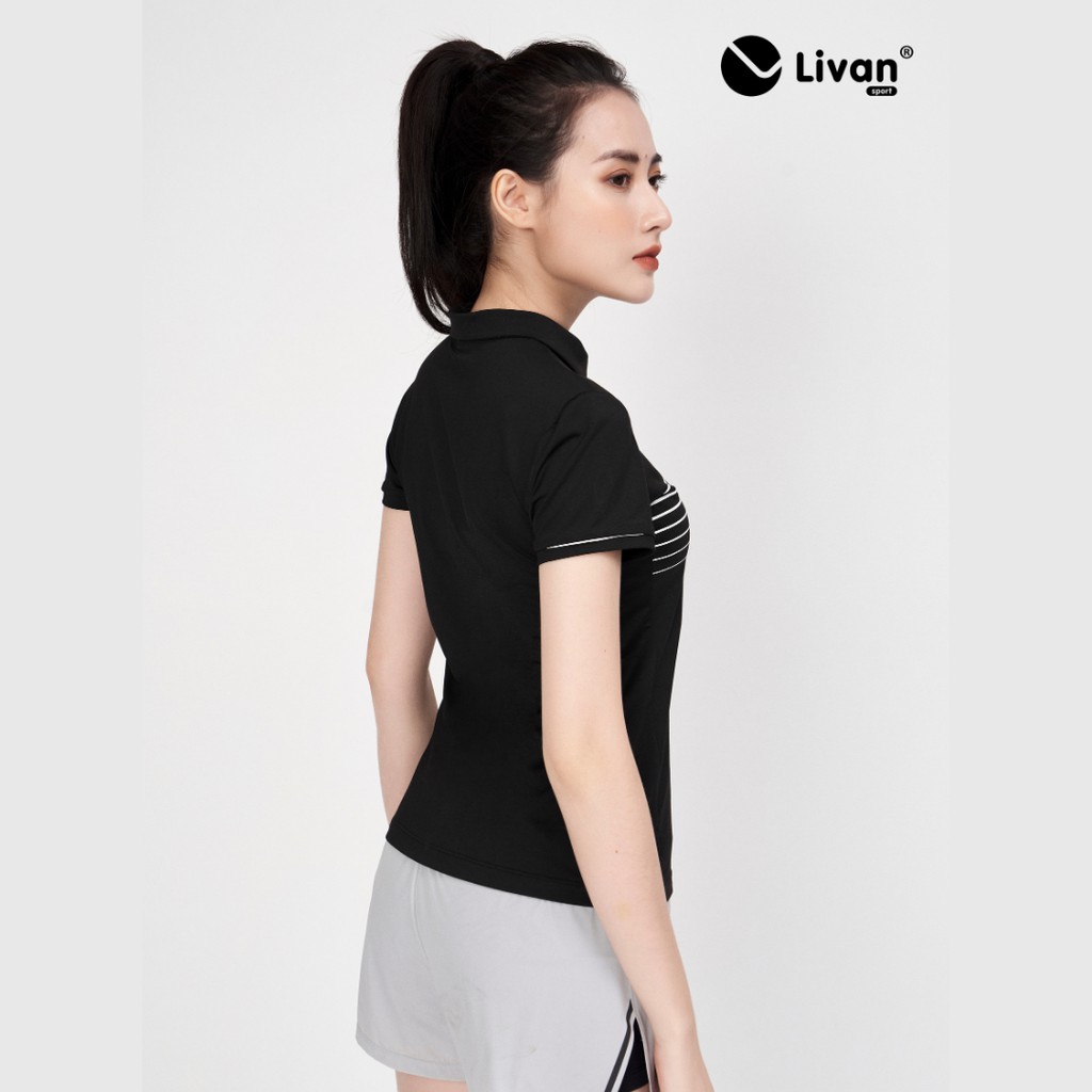 Áo Polo Nữ Miler Livan Sport Chính Hãng Cổ Trụ Kép Giấu Cúc Tinh Tế Co Giãn Thoáng Khí Màu Trắng