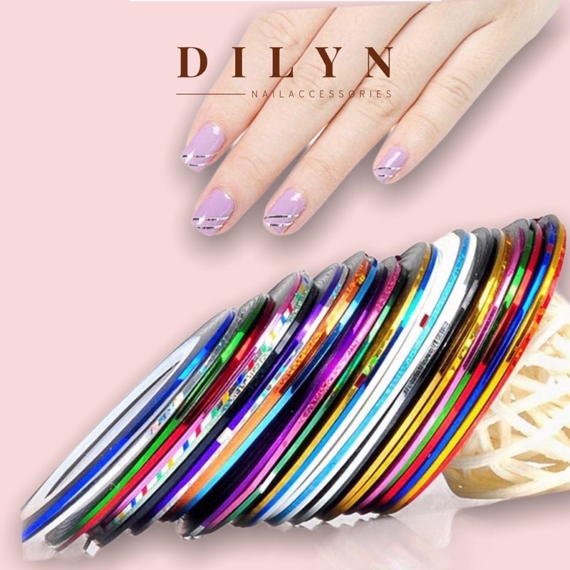 Dây line kim tuyến trang trí móng làn nail (10 cuộn 10 màu deal sốc “