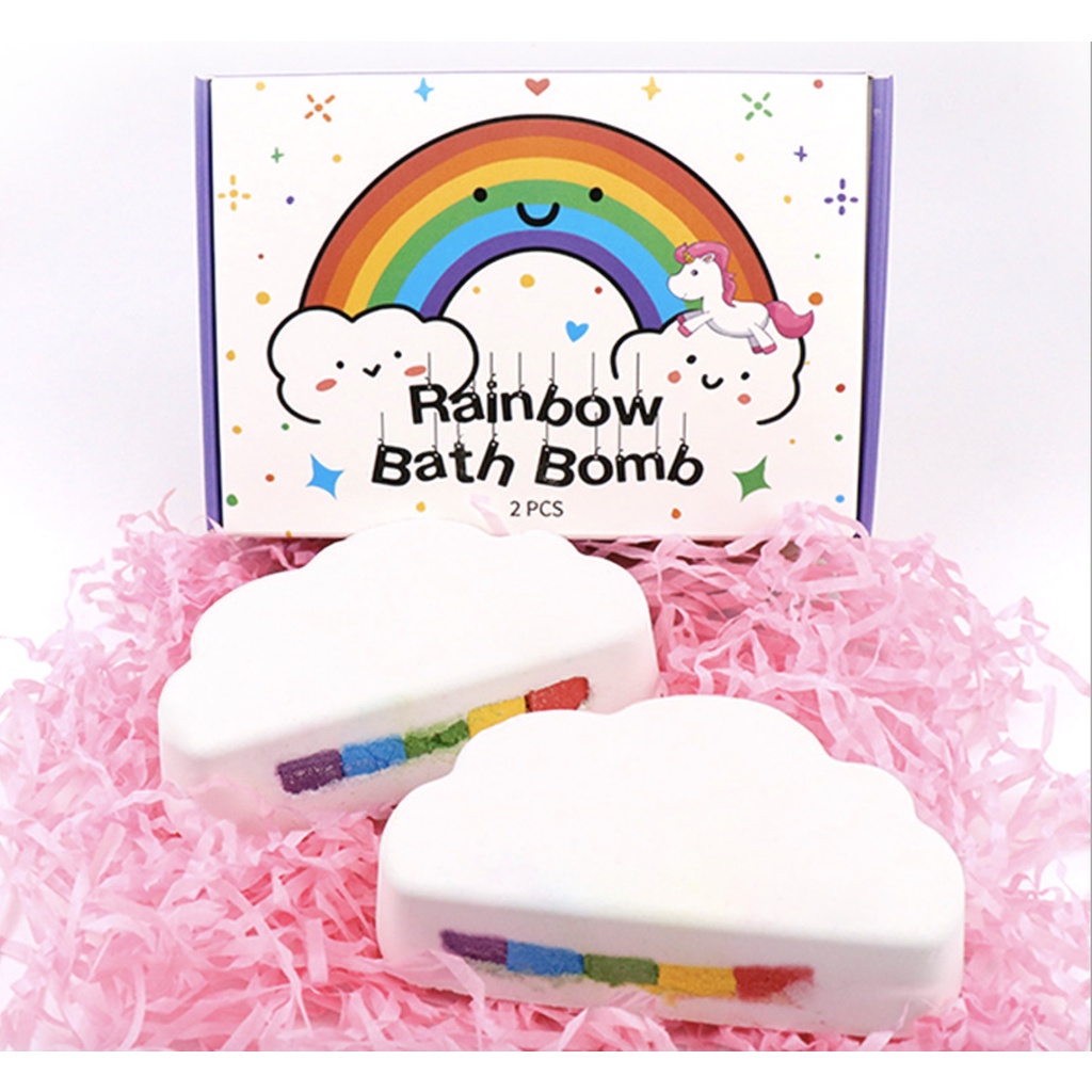 Set Bom Tắm Rainbow Bath Bomb- Hộp 2 Viên Dưỡng Ẩm Cho Da Khô, Tinh Dầu Hương Thơm Tự Nhiên Giúp Thư Giãn | Bath Bomb