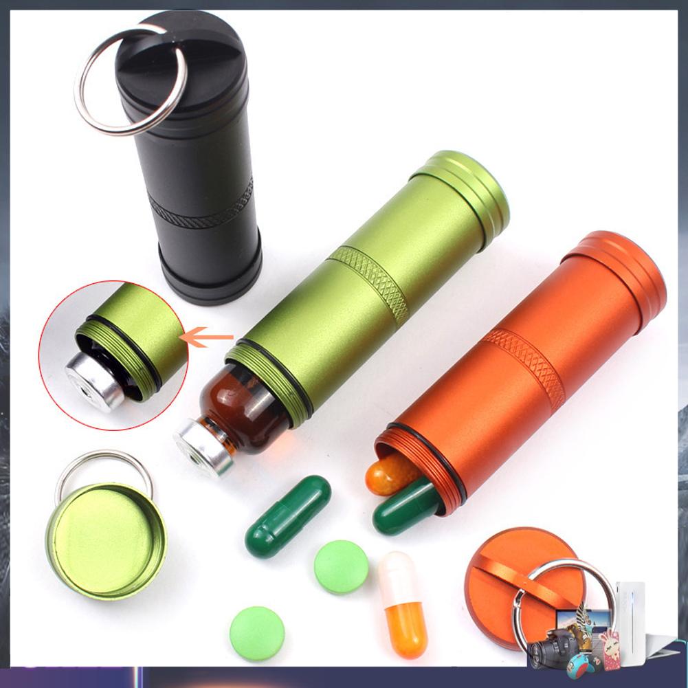Hộp Đựng Thuốc Bằng Hợp Kim Nhôm Chống Thấm Nước Kèm Móc Khóa Tiện Dụng