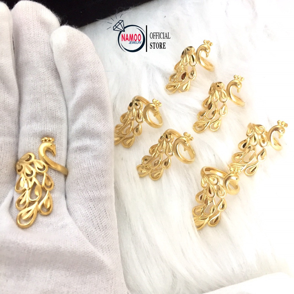 Nhẫn Vàng Nữ Xi kim 24k Hình Con Công Cao Cấp tự chỉnh độ rộng N177 Namoo Jewelry