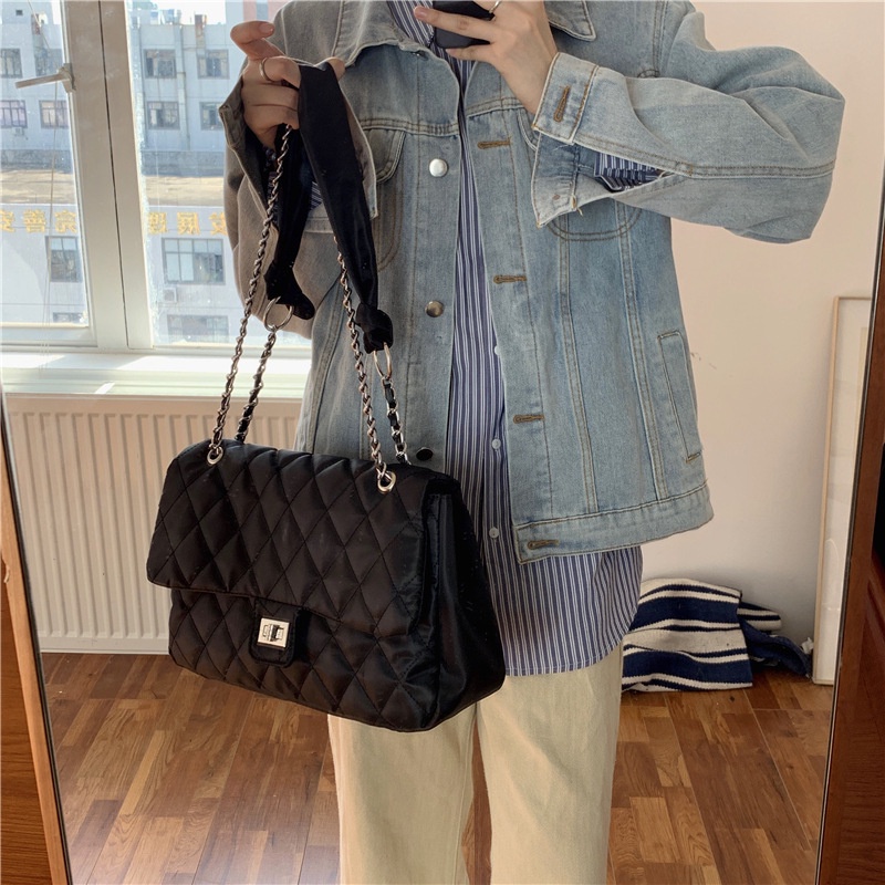 Túi đeo vai IELGY nylon cỡ lớn phong cách cổ điển thời trang dành cho nữ