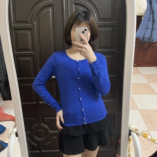 Cadigan len cổ tim size SM màu xanh coban