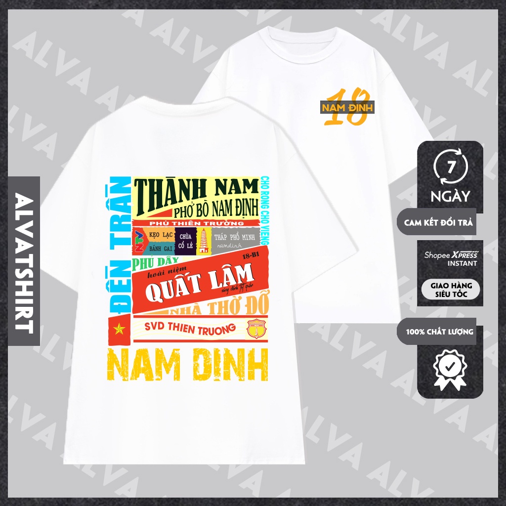 Áo thun các tỉnh miền Bắc Trắng Việt Nam Oversize Unisex độc quyền tại Alva