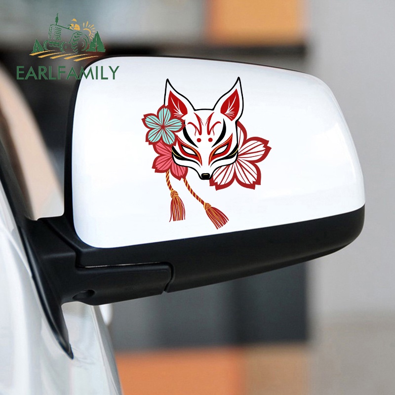 Đề Can vinyl Hình Mặt Nạ Cáo Nhật Bản 13x11cm Dán Trang Trí Thân Xe Hơi Chống Trầy Xước diy