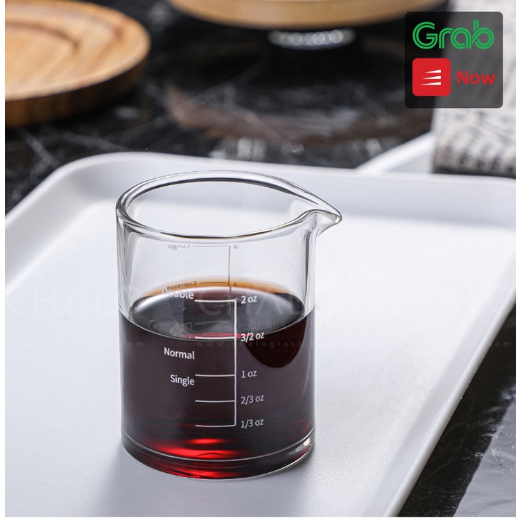 Bình rót Espresso thủy tinh chịu nhiệt mỏ vịt - Có chia vạch - 100ml