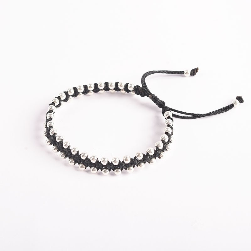 Vòng Tay Đôi Bạc Mon Lilas Dây Đan Đính Bi Bạc Điều Chỉnh Được Size Zaria V11210/4