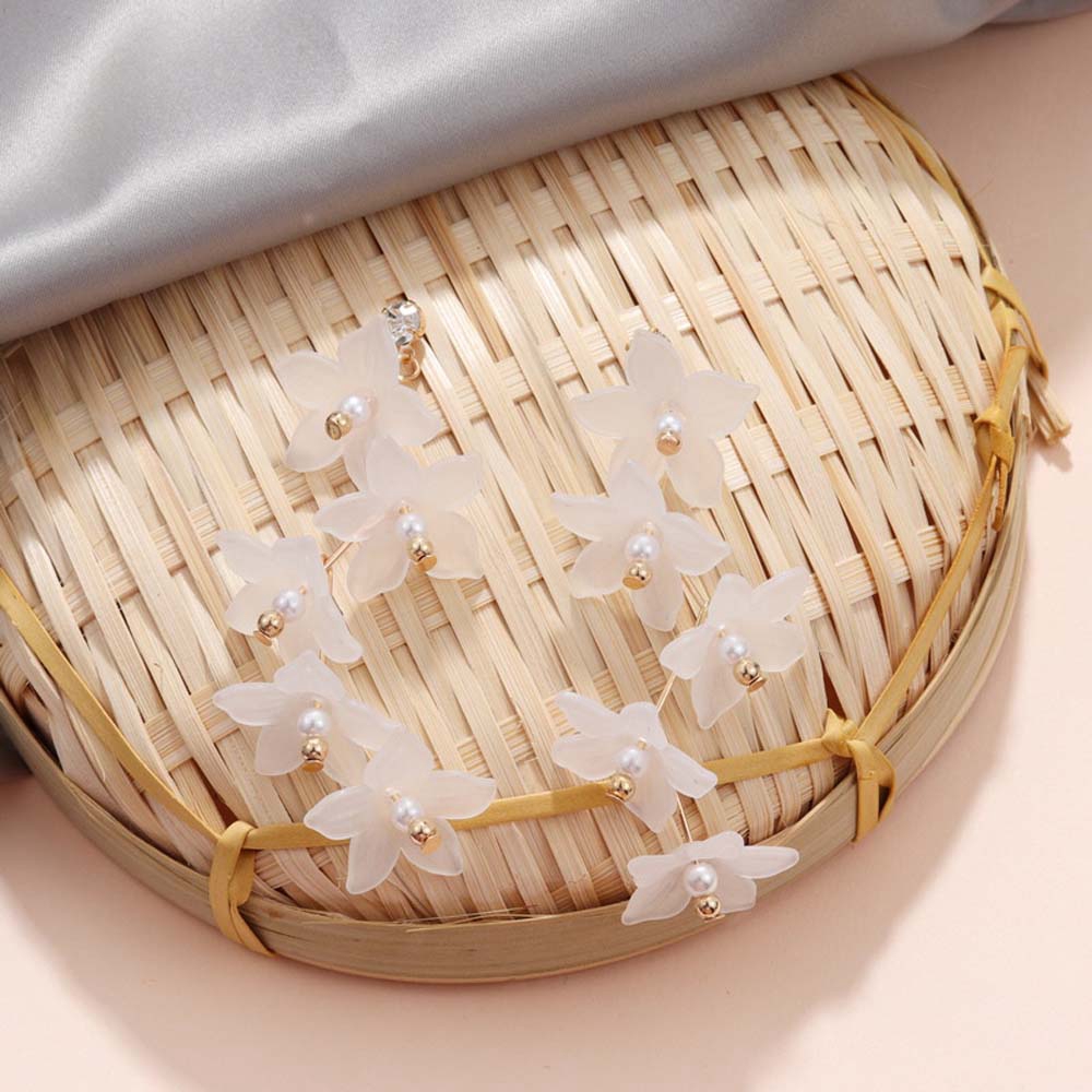 Trang sức đôi bông tai hình bông hoa Arcylic dễ thương bắt mắt cho nữ