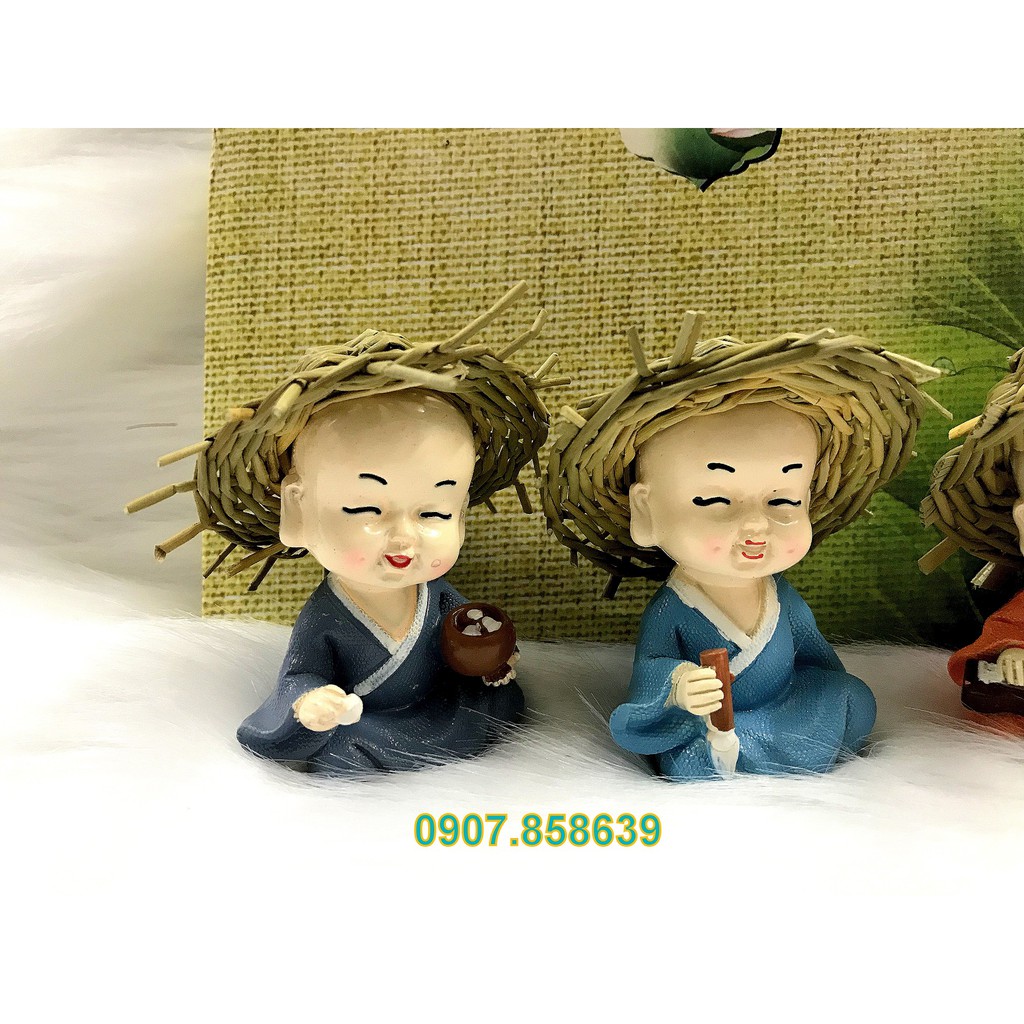 Bộ 4 tượng chú tiểu Cầm Kỳ Thi Hoạ( Hình Thật - Video thật )