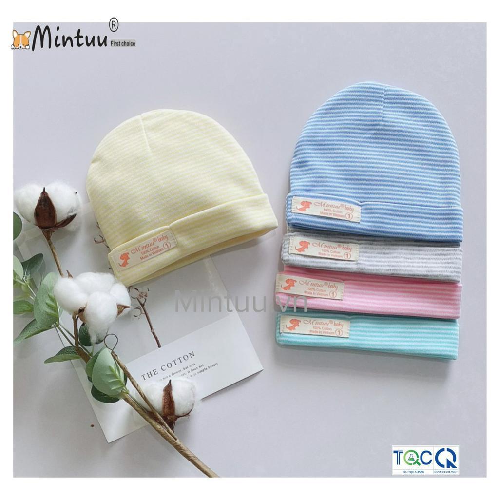 Set 3 Nón sơ sinh 2 lớp sọc màu thương hiệu MINTUU