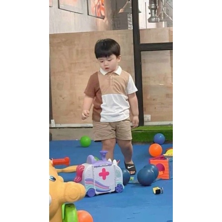 ÁO POLO PHỐI MÀU NÂU CHO BỐ VÀ CON