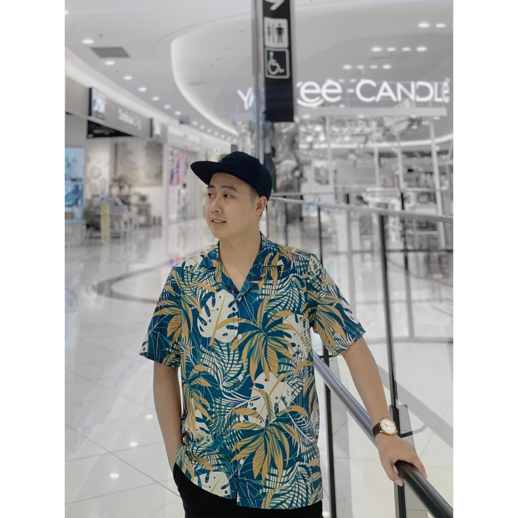 Áo Sơ Mi Nắn ta Hawaiian Nam Cao Cấp Hanwool, Hoa Văn Sang Trọng, Thoáng Mát, Thấm Hút Nhanh Khô, Mã Sản Phẩm: HW-00320