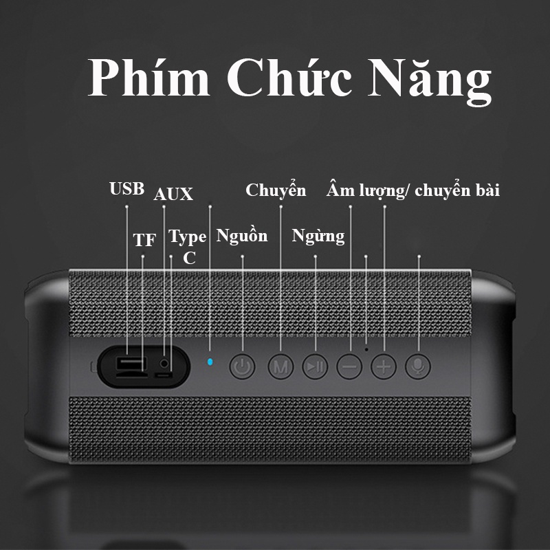 Loa Nghe Nhạc Bluetooth Công Suất PKCB 388 80W TWS 160W 6600mAh USB, Thẻ nhớ, Line in 3.5mm, Chíp DSP Hàng chính hãng
