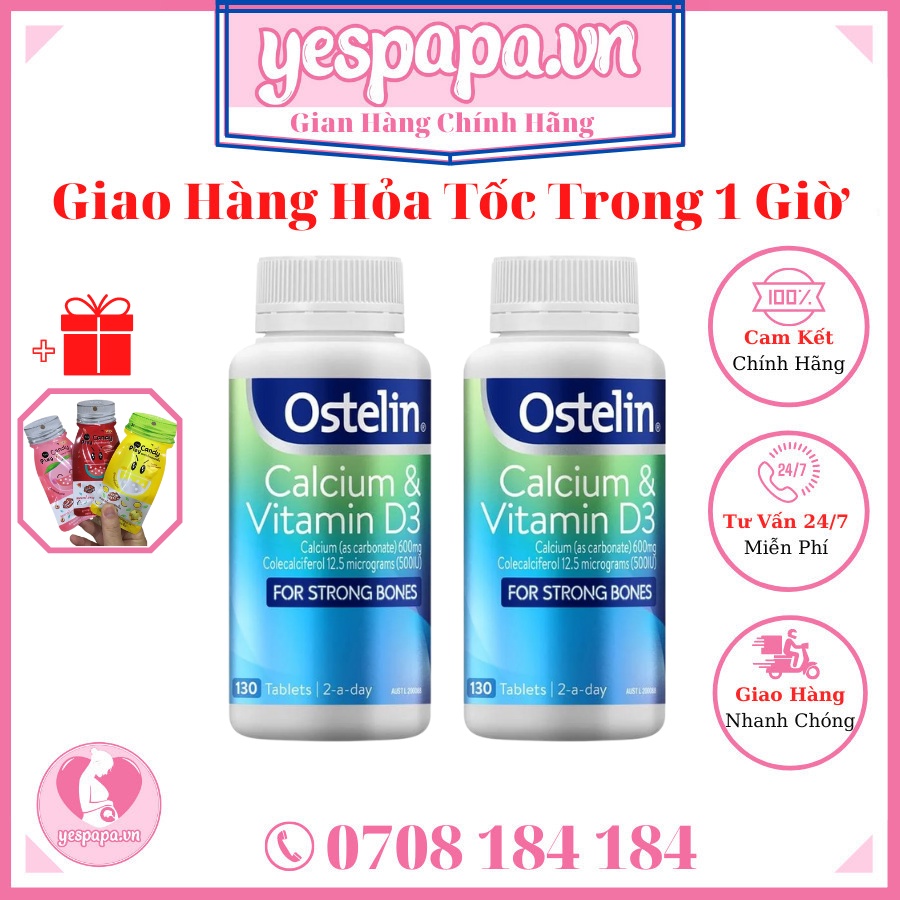 Viên uống bổ sung Canxi & Vitamin D3 Ostelin của Úc dùng cho bà bầu và và người lớn 130 viên Yespapa.vn