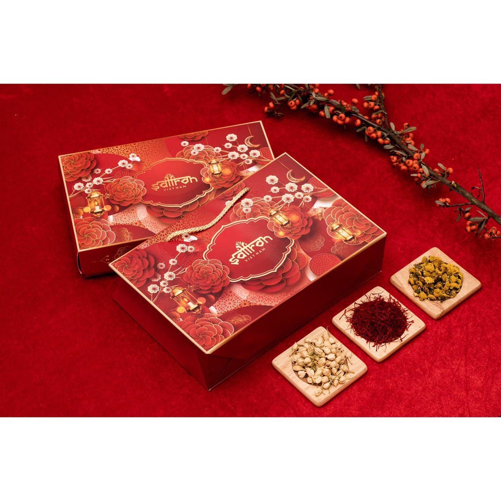 Bộ quà tặng nhụy hoa nghệ tây Saffron Bahraman 2gr kèm trà hoa