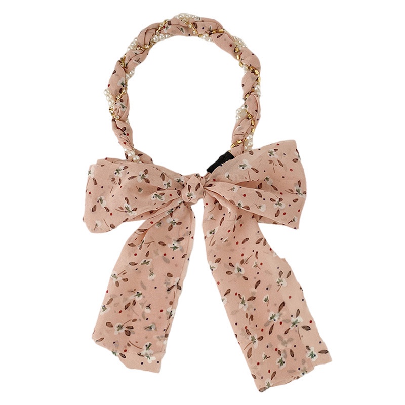 Dây cột tóc bện đính hoa và ngọc trai cho nữ