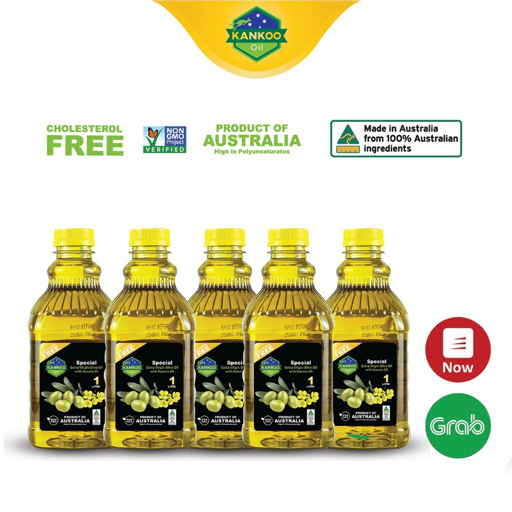 Combo Dầu ăn Oliu hạt cải Kankoo nhập khẩu từ Úc (5 chai x 1 lít)