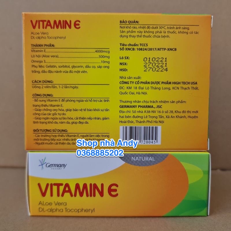 [4.000 mcg]VITAMIN E hỗ trợ làm đẹp da, chống lão hóa - Hộp 30 viên