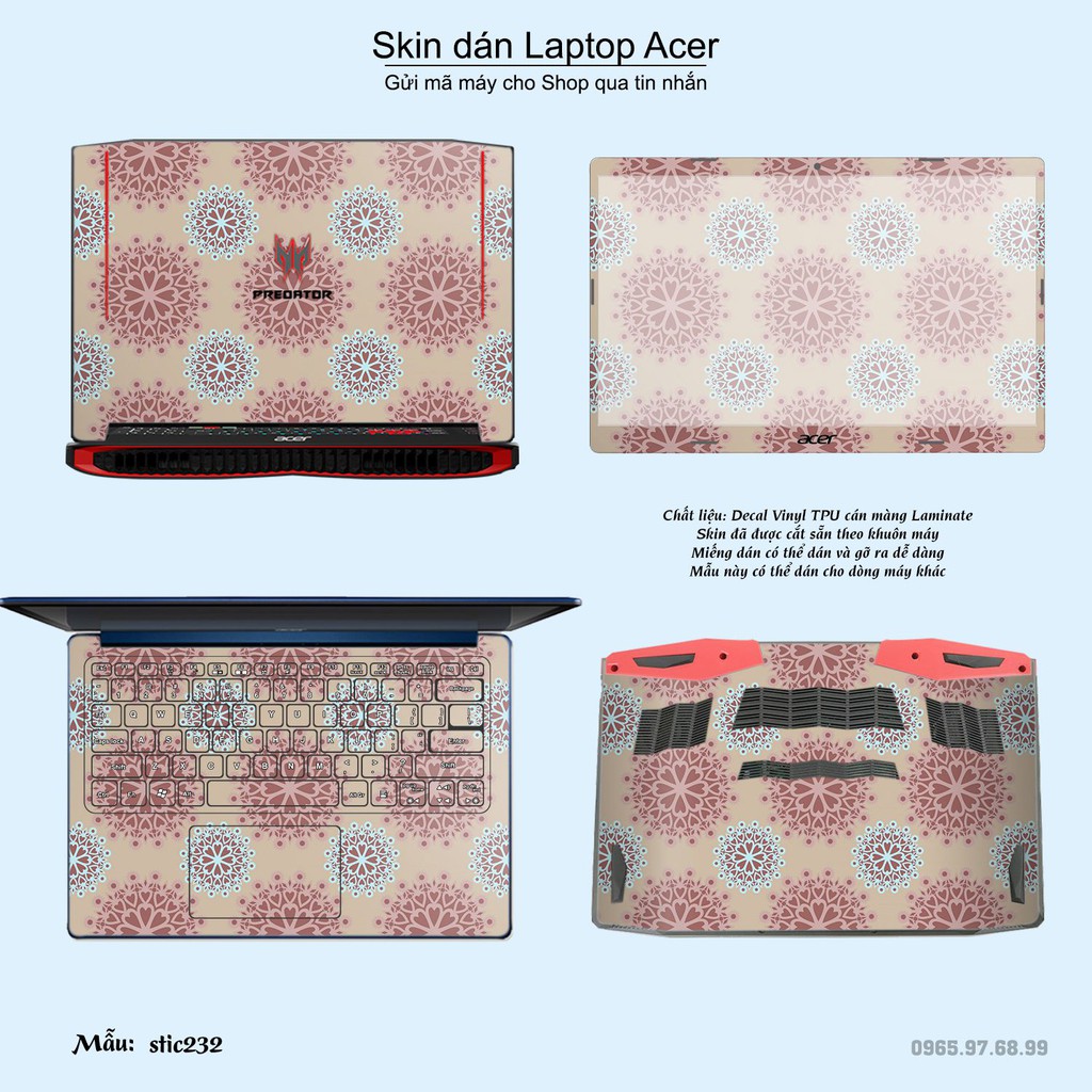 Skin dán Laptop Acer in hình Hoa văn sticker _nhiều mẫu 37 (inbox mã máy cho Shop)