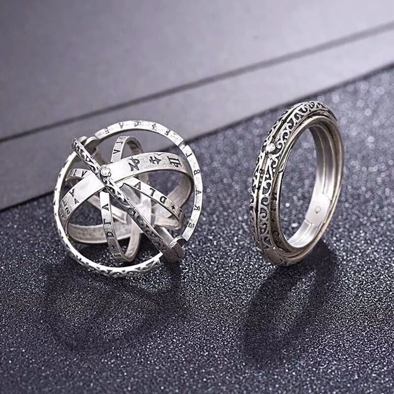 Deformed Vòng cổ Nhẫn Đeo Ngón Trỏ Bóng Astro Dạng Lật Phong Cách Retro Cá Tính Sáng Tạo Làm Quà Tặng Dành Cho Học Sinh Nam Nữ