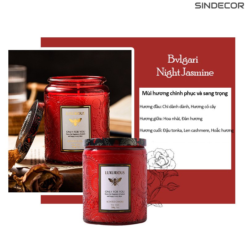 Nến thơm candle cup thủy tinh thơm phòng ngủ sáp thơm tinh dầu thiên thiên không khói sang trọng luxurious Sindecor