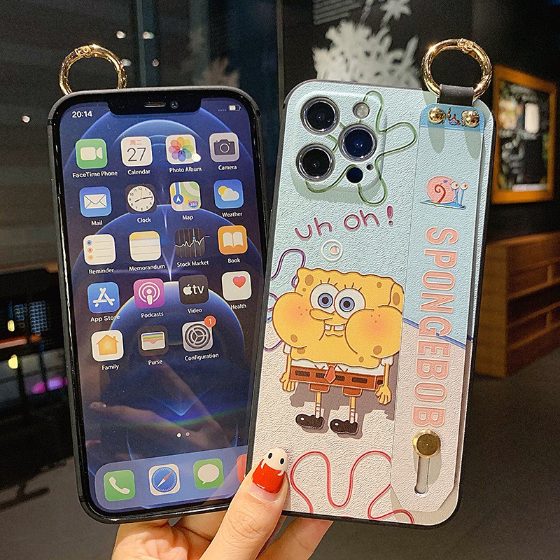 Ốp lưng Samsung A12 A71 A52 A51 A31 A70 A50 A50S A30 A30S A20 A10 A21S M51 A7 2018 3D Relief Cartoon Cut SpongeBob Soft TPU Case Cover+Wristband | BigBuy360 - bigbuy360.vn