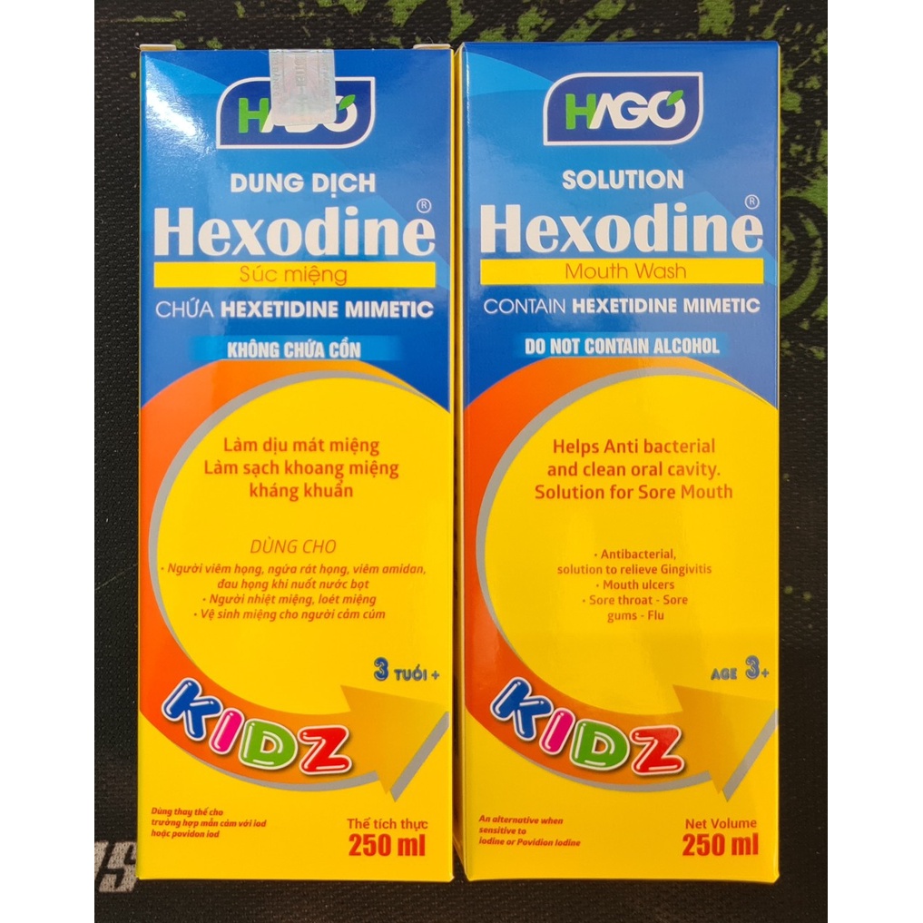 Nước Súc Miệng Hexodine KIDZ 250ml - Dùng cho trẻ trên 3 tuổi, làm dịu mát miệng, làm sạch khoang miệng kháng khuẩn