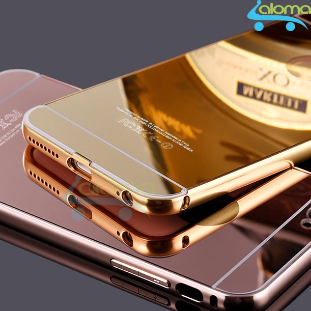 Ốp lưng tráng gương viền và mặt lưng bằng kim loại cho Iphone 5-8