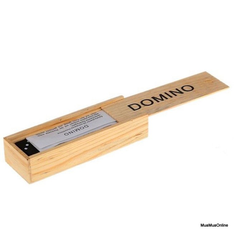 Bộ Đồ Chơi Cờ Domino Đen Có Hộp Gỗ Đựng Cờ Tiện Dụng