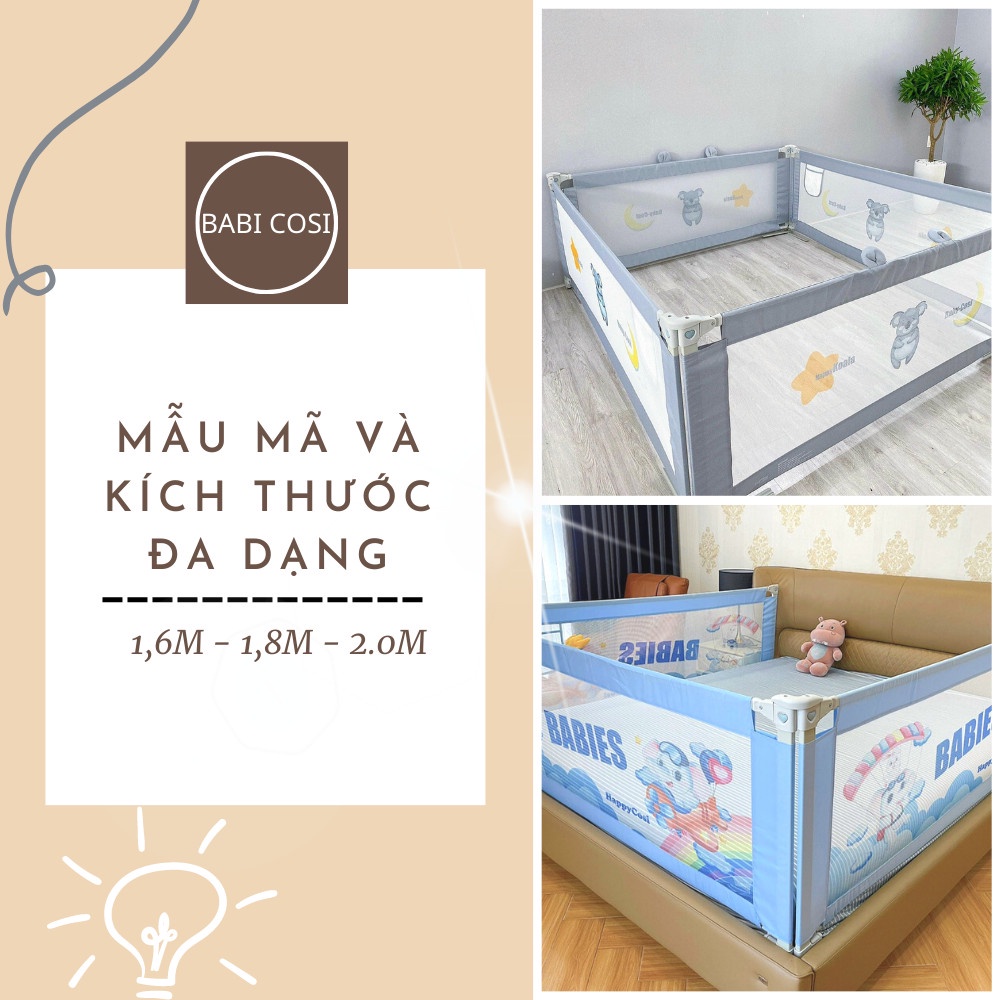 Thanh chắn giường cao cấp cho bé Baby Cosi Chính hãng phiên bản  2023 | Thanh chắn giường chống kẹt 32 nấc điều chỉnh