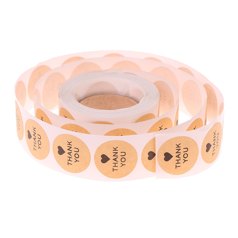 Cuộn 500 Hình Dán Chữ thank you with heart Dùng Trang Trí Sổ Tay diy