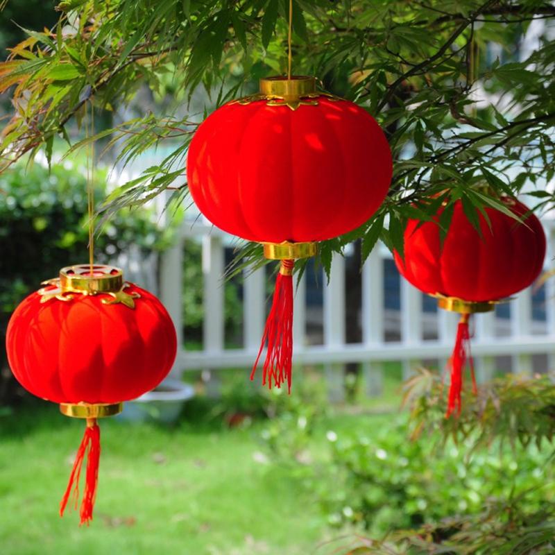 Đèn Lồng Đỏ  Vải Nhung Treo Trang Trí Ngày Tết Nhiều Kích Cỡ