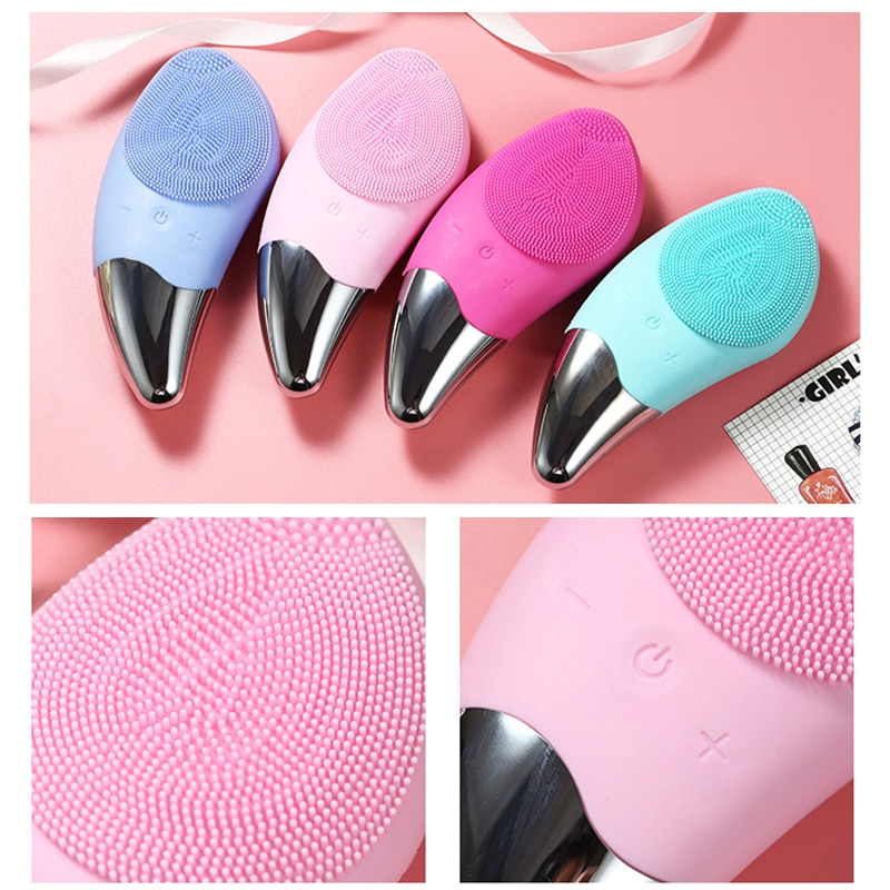 Electric Silicone Facial Cleanser Brush Face Cleaning Washing Sonic Vibration Massage Skin Blackheads Remover Pores Spot Cleaner