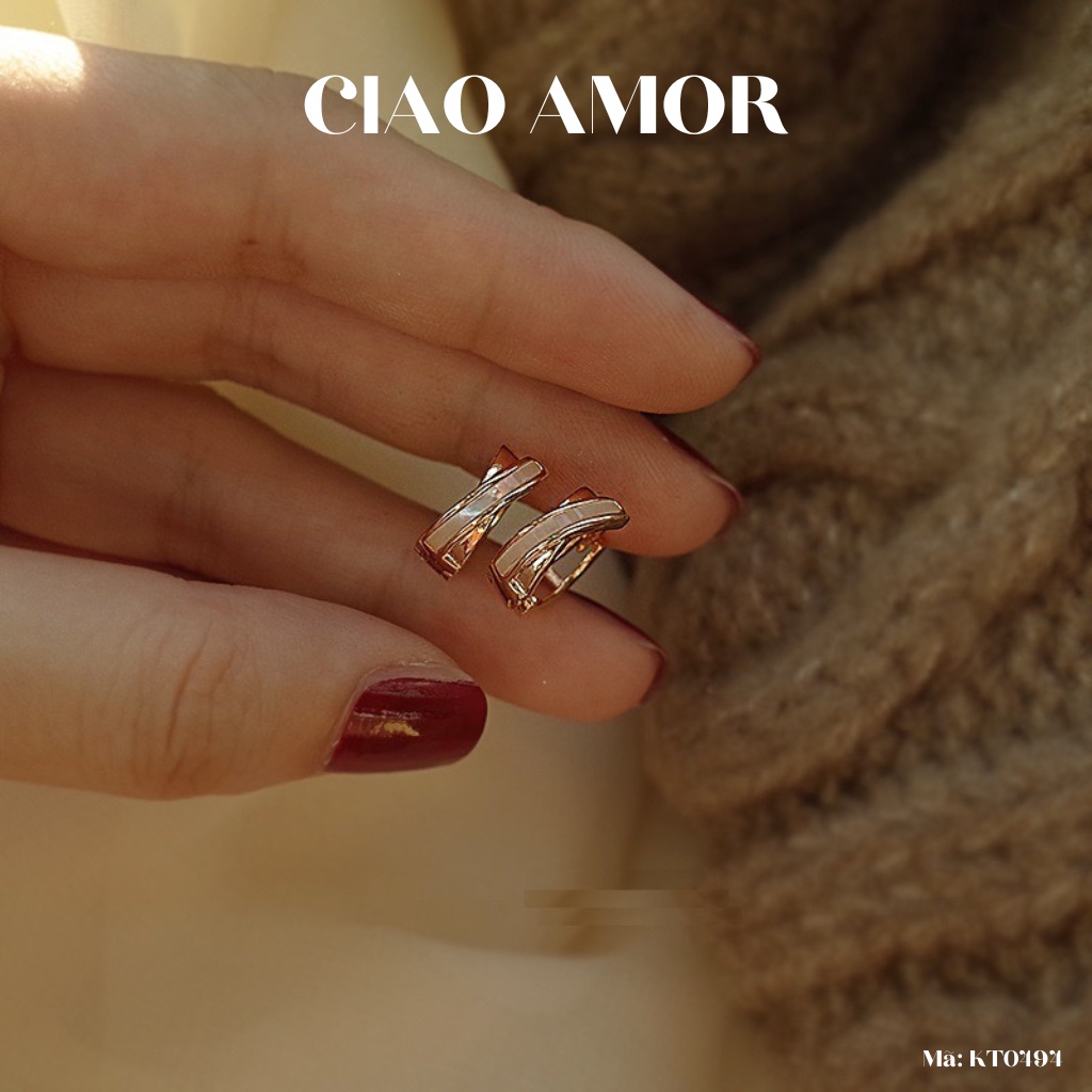Khuyên tai nữ, Bông tai nụ vòng ôm tai 2 mảnh đính liền Trang sức Ciao Amor - KT0494