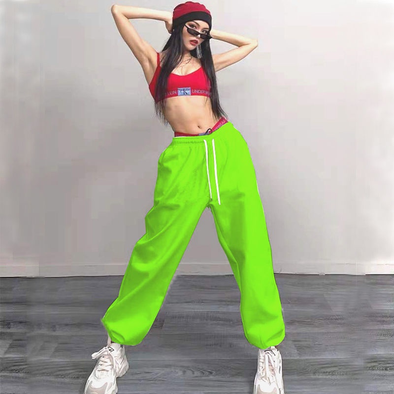 Quần Dài Màu Sắc Kẹo Ngọt Phong Cách Hiphop Đường Phố Âu Mỹ Cho Nữ