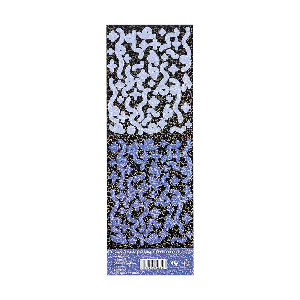 Tấm Sticker Ruy Băng Bling Bling Lấp Lánh Mỏng Decor Toploader