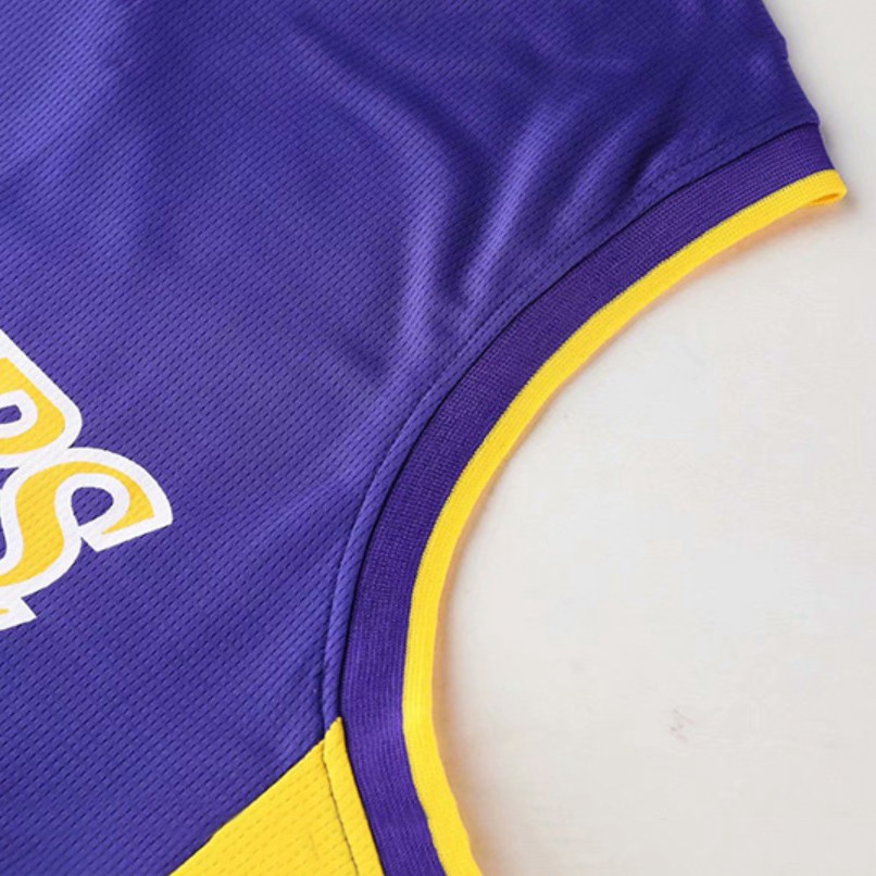 Bộ quần áo bóng rổ NBA Los Angeles Lakers trơn không số hàng đẹp nam nữ vải mè thoáng mát thấm mồ hôi tốt