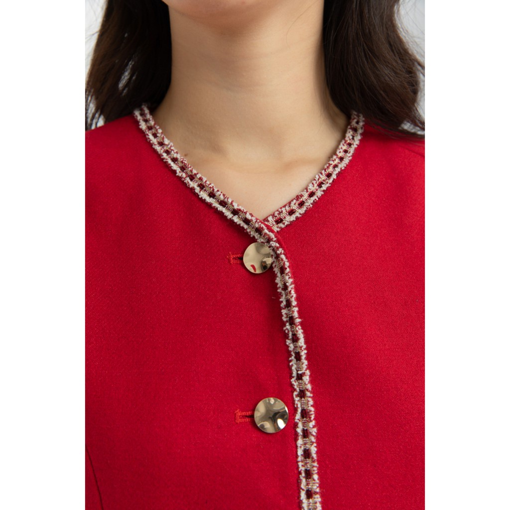 Áo khoác dạ viền trắng nữ IVY moda MS 67M6045