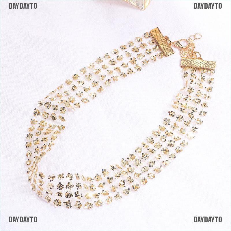 Vòng cổ choker đính kim sa thời trang gợi cảm cho nữ