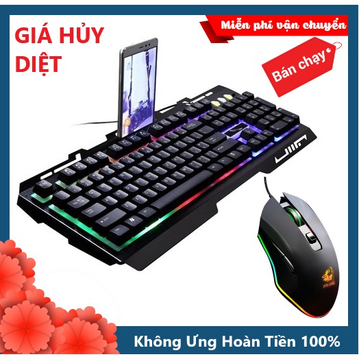 Combo Bàn Phím LED Giả Cơ G700 Và Chuột Chơi Free Wolf V1 Led RGB Chơi Game Cực Đẹp