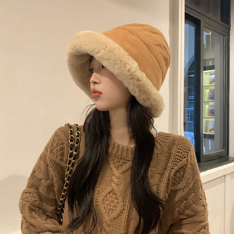 Mũ tai bèo lông thỏ hai mặt mềm mại thân thiện với làn da dành cho nữ